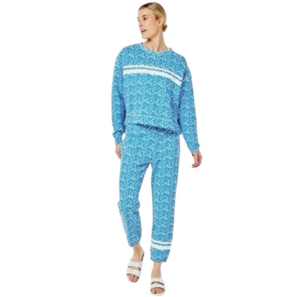 Addison Bay Sweatpants Blue White Floral XL - Picture 4 of 12